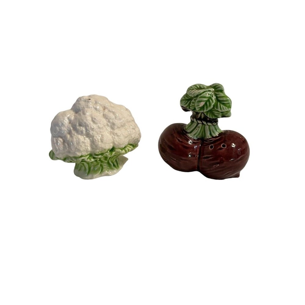 Vintage Majolica Garden Vegetables Salt & Pepper Set